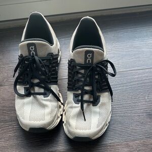 On Running Athletic Shoes in Cream and Black
